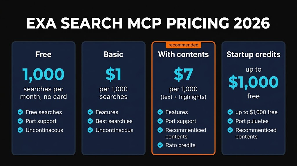Exa Search MCP pricing — $1 per 1K searches, 1,000 free tier