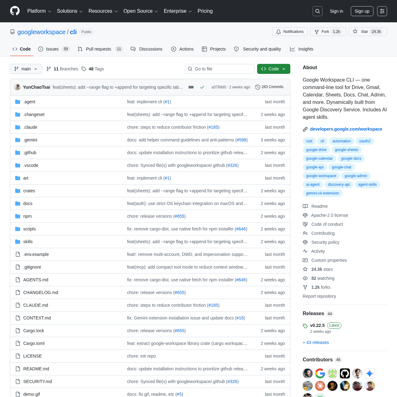 googleworkspace/cli GitHub repository homepage