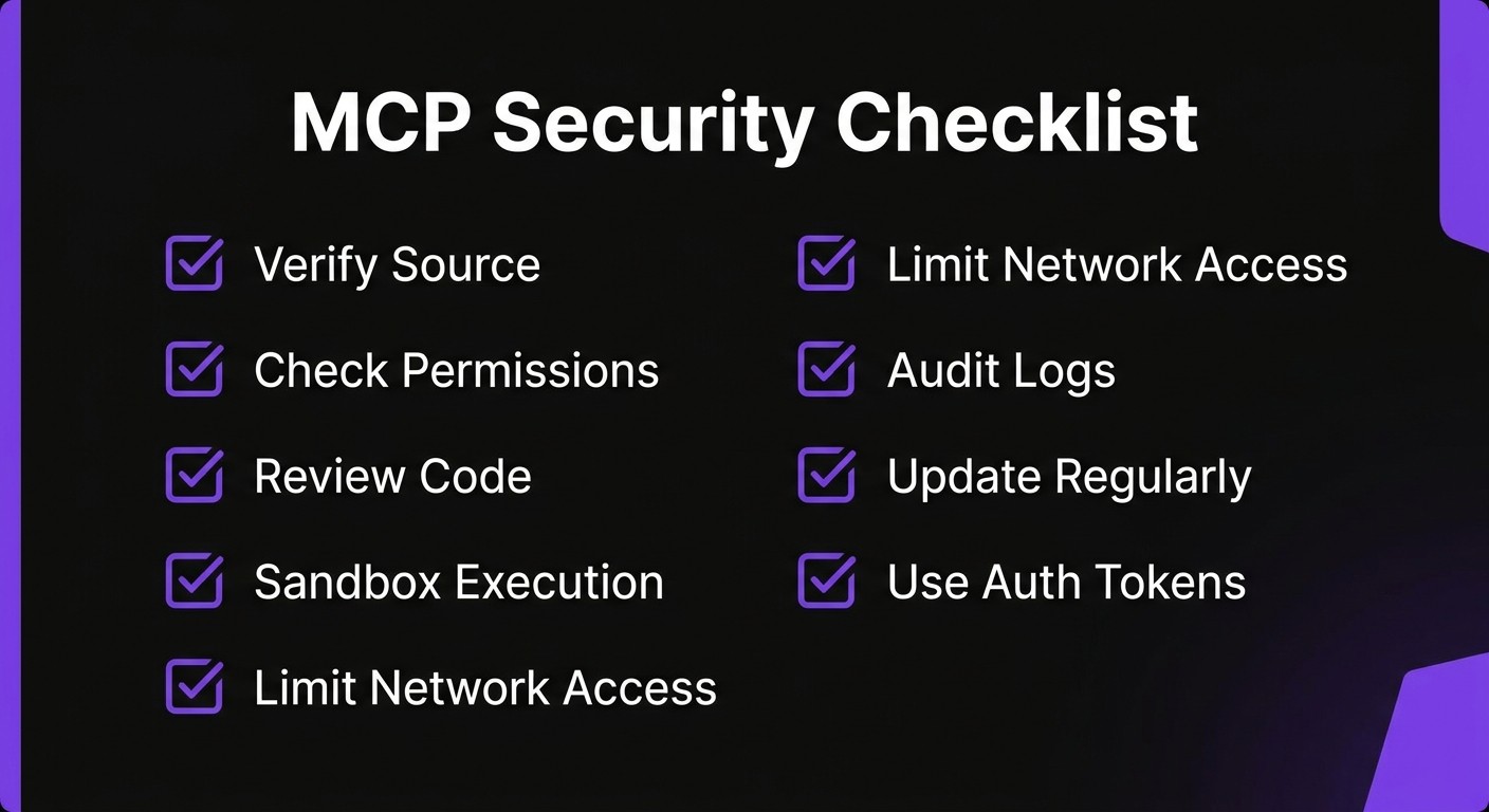MCP security checklist with 8 items