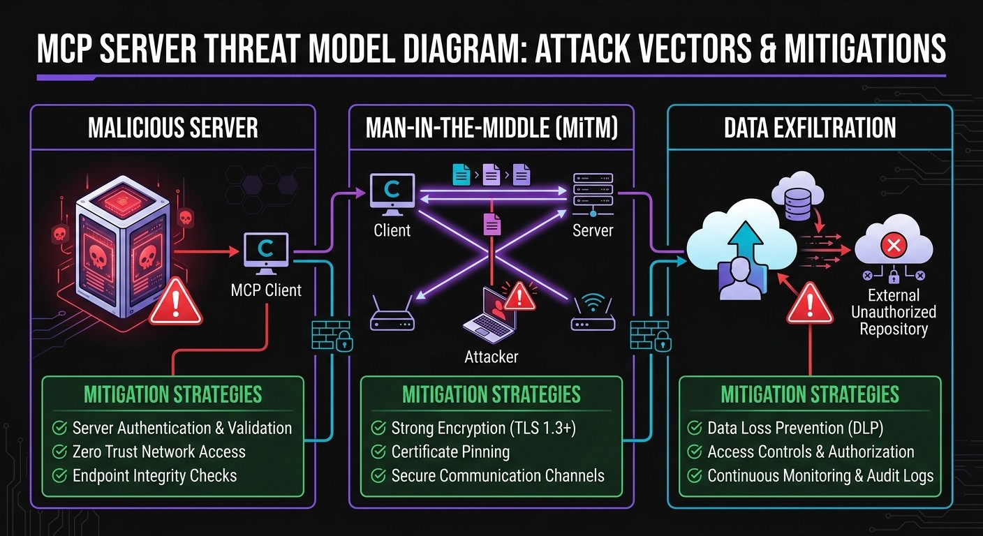 MCP threat model and mitigation diagram