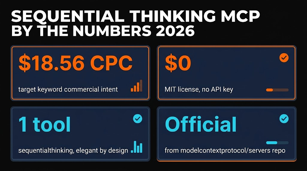 Sequential Thinking MCP by the numbers — official Anthropic, CPC $18.56, MIT licensed, free